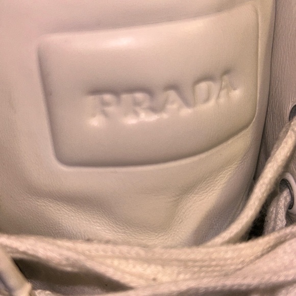 Prada white leather high top tennis shoes size 40.5 - Picture 10 of 15
